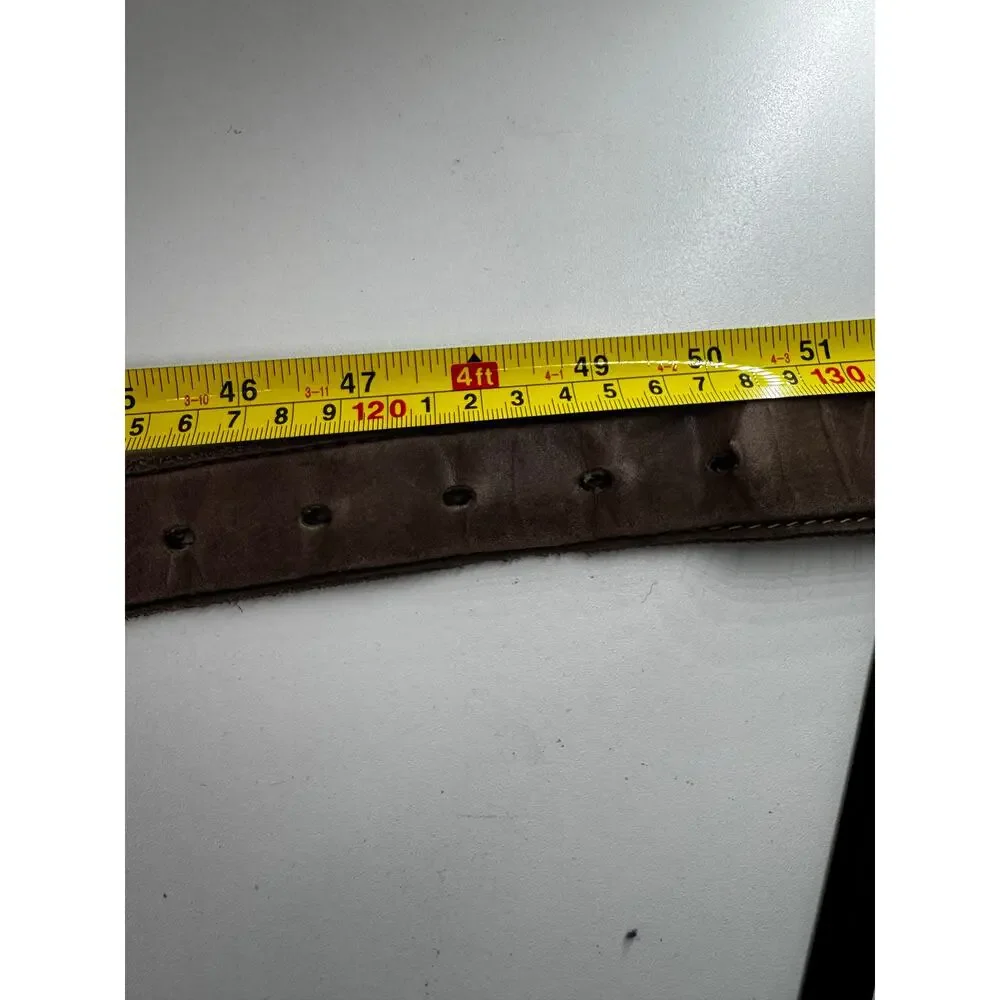 Vintage Cabela Soft Brown Leather Belt Solid Brass Buckle Size 50